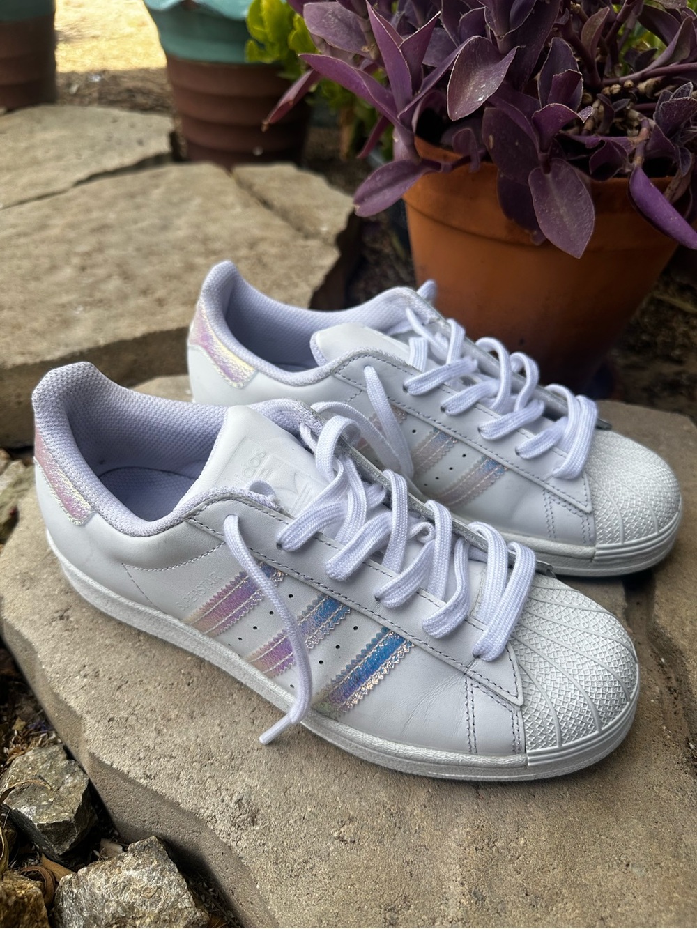 Adidas Superstar White with Iridescent Three Stripes - Picture 5 of 5